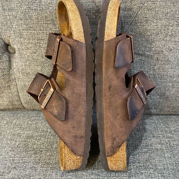 Birkenstock Arizona Oiled Leather Brown Sandals Women Size 8 - Picture 6 of 8